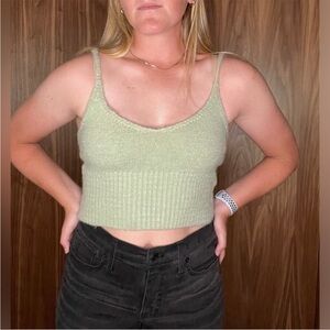 Sage Fuzzy Crop Top